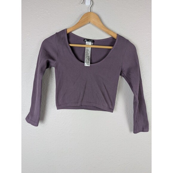 Zara TRF Ribbed Cropped Top Purple Size Medium Large - Picture 2 of 7